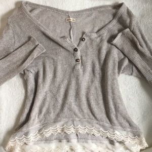 cream henley knit top